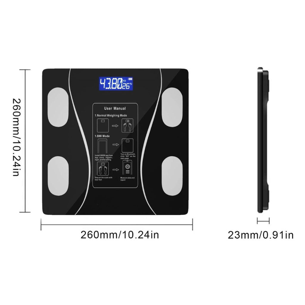 Balance Intelligente Connectée Esenlong™ - 17 Données Corporelles - Bluetooth - 8 Utilisateurs - Écran LED